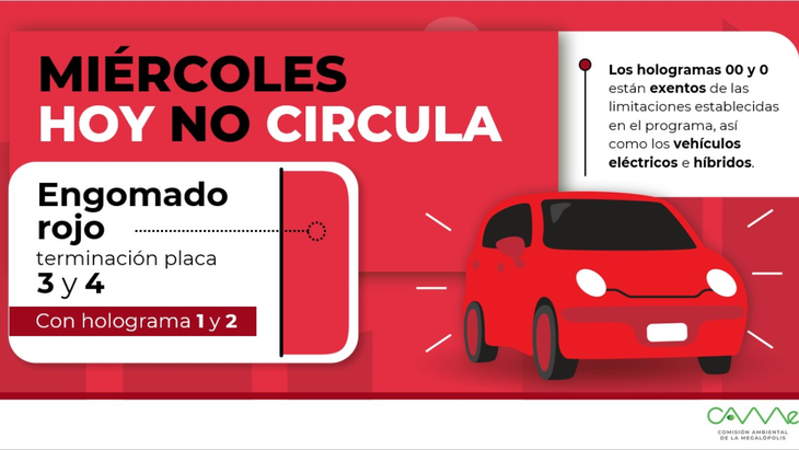 Hoy No Circula qué autos descansan en CDMX y Edomex este miércoles 12