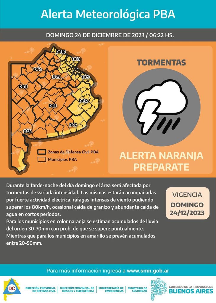 Navidad Alerta Naranja En El AMBA Y El Territorio Bonaerense Para Esta