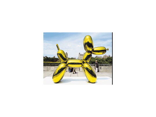 Una de las tres obras de Jeff Koons (hechas con unas especies de globos de acero inoxidable y valuadas en 30 millones de dólares cada una), que el Metropolitan Museum de Nueva York emplazó en su terraza.