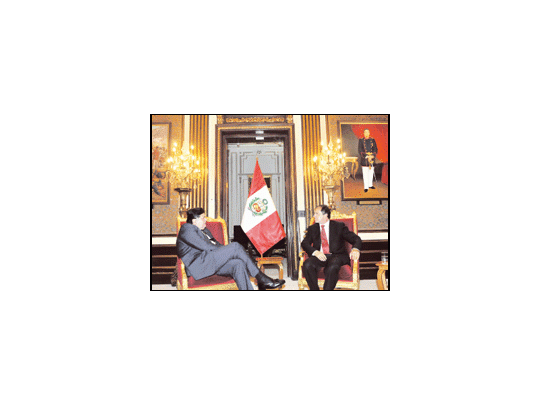 El presidente de Perú, Alan García, recibió anoche en su despacho al gobernador Scioli.