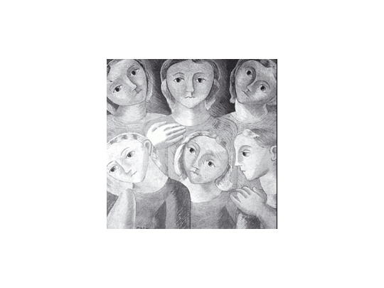 «Seis ángeles» (1931) de Norah Borges, integra la exposición consagrada a «Amigos del arte», una de las asociaciones señeras en la cultura argentina.