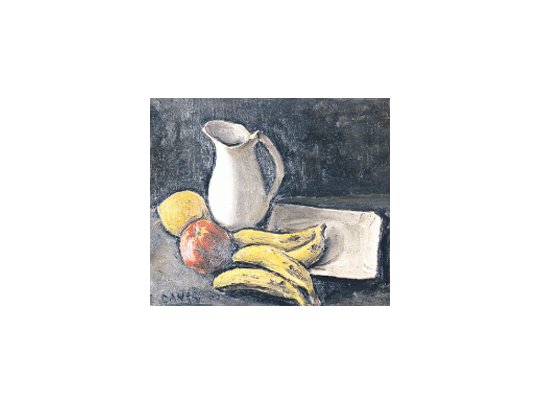 «Composición», típica obra del admirable Eugenio Daneri (1881-1970), uno de los artistas más subvaluados del mercado local, al que el emblemático museo de la Boca dedica una muestra antológica.