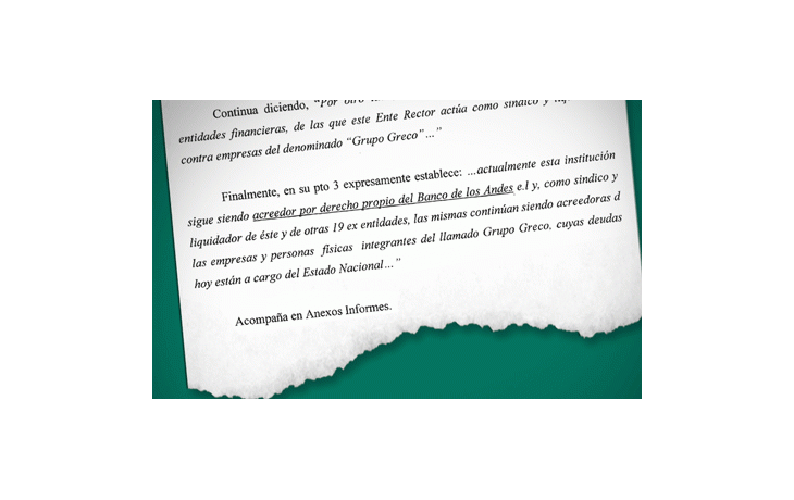 ámbito.com | Facsímil del documento donde el BCRA reconoce ser acreedor del grupo Greco.