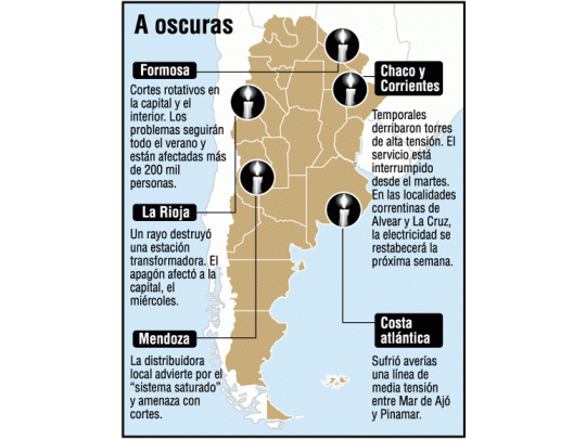 Crisis energética dejó a oscuras 4 provincias