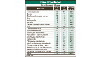 En el primer semestre las exportaciones de aceite de oliva crecieron 121% contra un año atrás, mientras que las de margarina lo hicieron en 88%;los vinos, 24%, y tubos sin soldar, 45 por ciento.