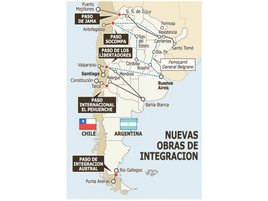 Gran parte de los acuerdos que Bachelet y Kirchner presentarán hoy se basa en obras públicas de integración física. Habrá inversiones por más de 500 millones de dólares.