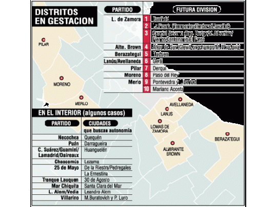 Conurbano: analizan crear 10 municipios