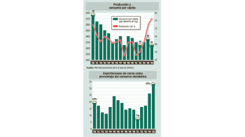 ámbito.com | La clave para entender lo que pasa con la carne puede verse en dos gráficos. Se aumentó la producción, pero más lo hicieronel consumo interno (aunque en 2005 bajó por la suba de precios) y las exportaciones.