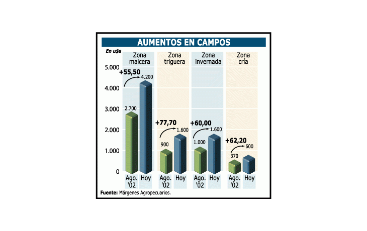 SUBIERON 80% LOS CAMPOS E INVERSORES MIRAN A URUGUAY