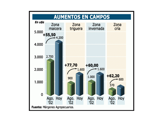 Subieron 80% los campos e inversores miran a Uruguay