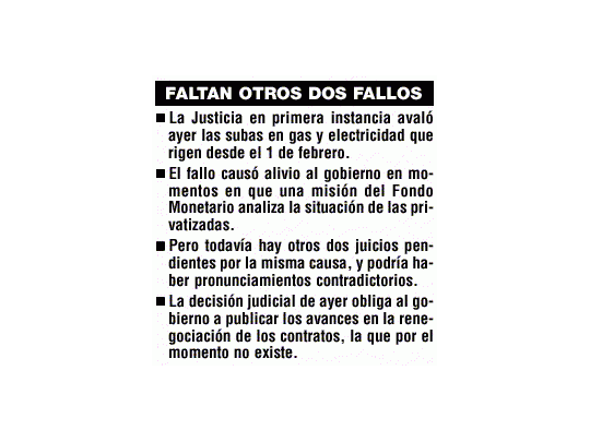 Primer aval de la Justicia a los aumentos de tarifas
