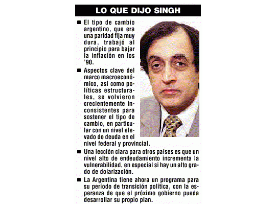 Singh: la convertibilidad funcionó sólo al principio