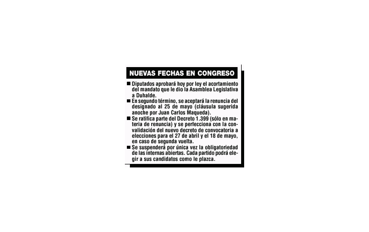 ámbito.com | Ponen por ley la fecha electoral y votan salida de Duhalde en mayo
