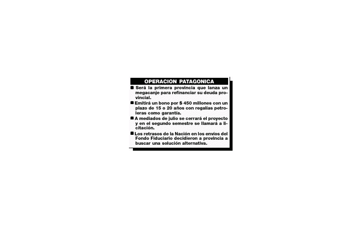 LAS PROVINCIAS CANJEAN BONOS: AHORA NEUQUÉN