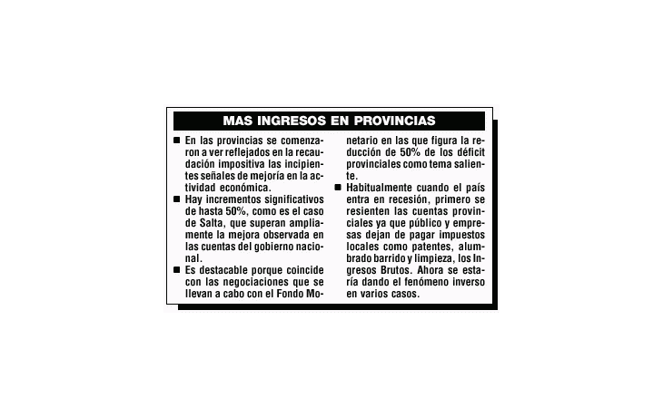 RECAUDACIÓN SUBE MÁS EN LAS PROVINCIAS: HASTA 50%