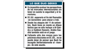SITUACIÓN EEUU-IRAK, CLAVE PARA ENTENDER EVOLUCIÓN DE MERCADOS (23/09/02)
