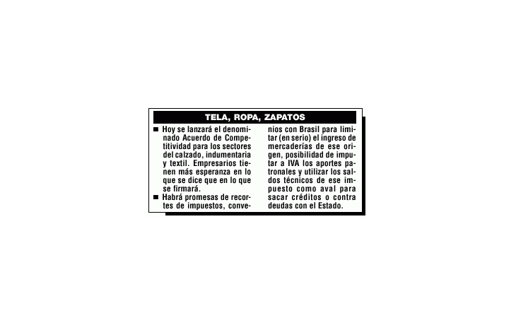 BAJAN IMPUESTOS A TEXTILES Y CALZADOS