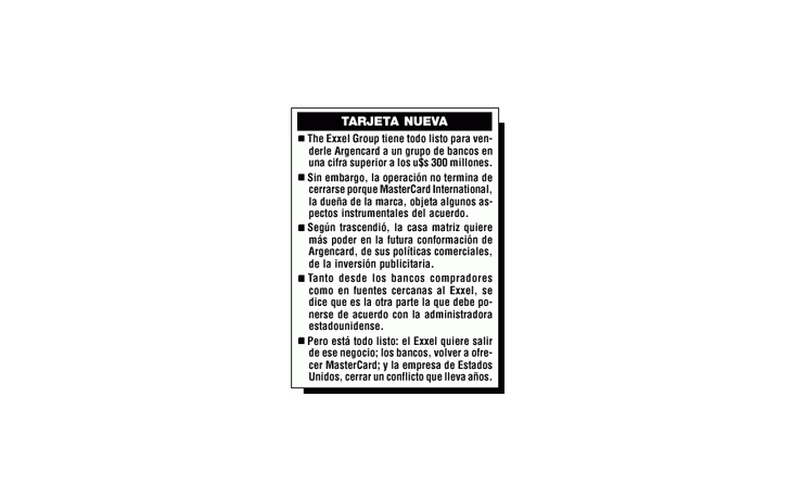 ámbito.com | El Exxel, a punto de venderle Argencard a grupo de bancos