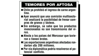 ámbito.com | Por aftosa Chile frenaría ingreso de granos y lácteos