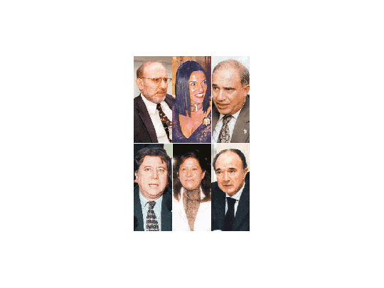 Mario Blejer (anfitrión) y los diputados PJ invitados de ayer a su almuerzo kosher en el Banco Central: María del Carmen Alarcón, José María Díaz Bancalari, Humberto Roggero, Graciela Camaño y Manuel Baladrón.