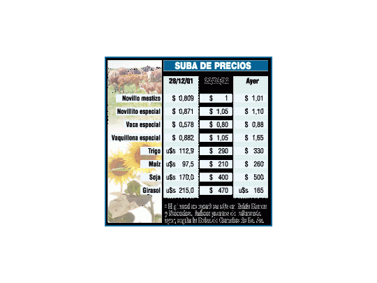 La carne subió 8% ayer y los granos hasta 27%