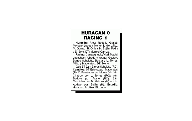 RACING ÚNICO PUNTERO