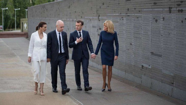 El jefe de Gobierno porteño guió a Macron por el Parque de la Memoria.