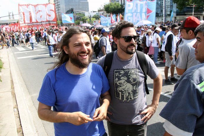 El dirigente Juan Grabois de la Confederación de Trabajadores de la Economía Popular (CTEP) estuvo presente en la manifestación.