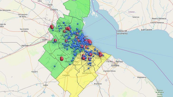 El mapa de los cortes según el Ente Nacional Regulador de la Electricidad.