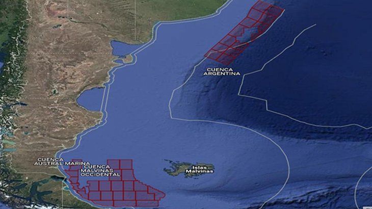 Fuente: Secretaría de Energía de la Nación. Mapa con las tres cuencas y sus áreas licitadas bajo el Decreto 872. La denominada Cuenca Malvinas Oeste está pegada a las Islas Malvinas. Este Observatorio encontró que la empresa británica Tullow ganó 3 áreas en ella.