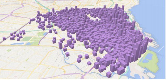 <p>En el siguiente mapa 3D la altura de cada barra representa el precio del alquiler de la unidad habitacional.</p> <p><br /></p>