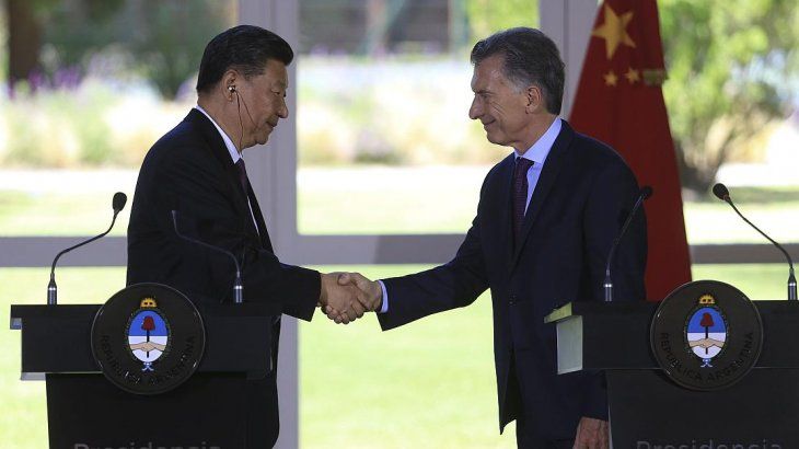 Mauricio Macri junto al presidente de China