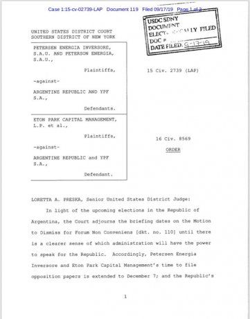 El documento fue firmado este martes por Loretta Presta.