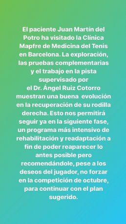 <p>El comunicado de los médicos de Del Potro.</p>