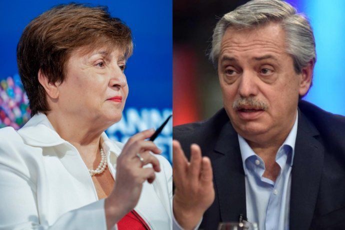 La titular del FMI Kristalina Georgieva y Alberto Fernández.