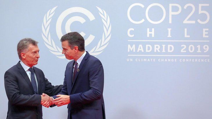 Mauricio Macri y Pedro Sánchez en la COP25 de Madrid.