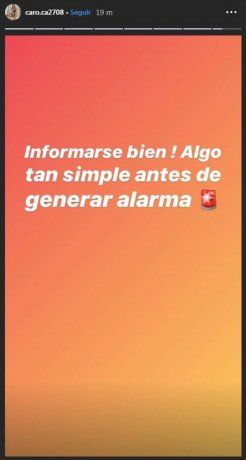 El mensaje de la esposa de Cardona en Instagram.
