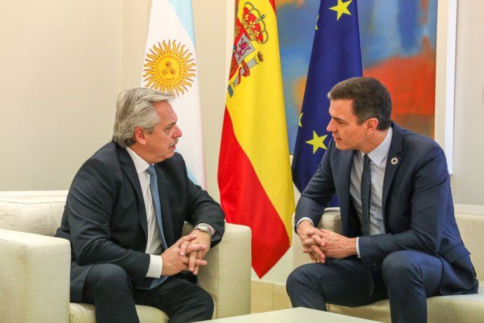 El presidente Alberto Fernández se reunió con el presidente del Gobierno español Pedro Sánchez.