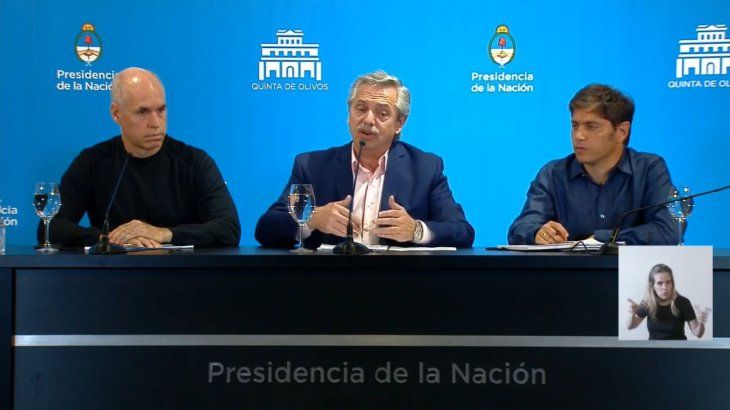 Alberto Fernández, Axel Kicillof y Horacio Rodríguez Larreta.