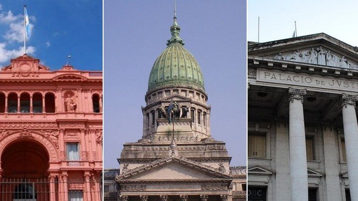 Poder Ejecutivo, Legislativo y Judicial.