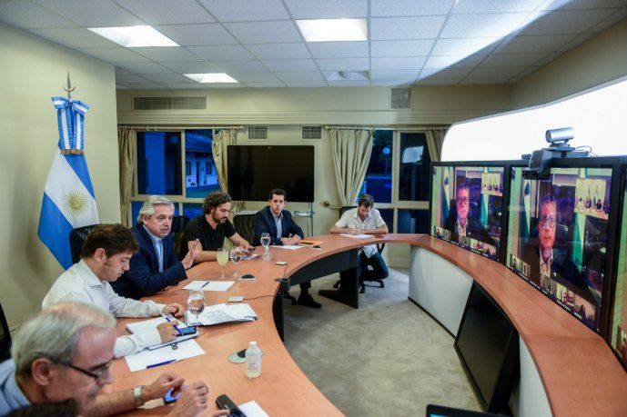 Alberto Fernández durante la videoconferencia con gobernadores (Imagen de archivo).