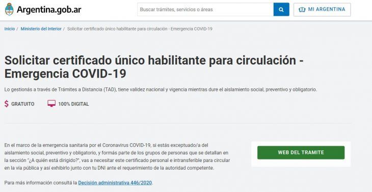 En la página web de la República Argentina están determinadas las personas que deben realizar el permiso.