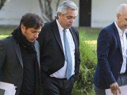 Axel Kicillof y Horacio Rodríguez Larreta fueron los dos mandatarios que estuvieron junto a Alberto en la Quinta de Olivos. El resto habló por videoconferencia.