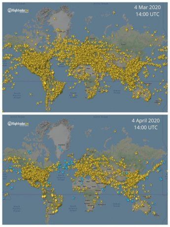 Vuelos en el mundo el 4 de marzo y el 4 de abril.
