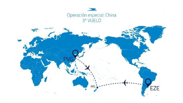 Así será la ruta del tercer vuelo de Aerolíneas Argentinas a China.