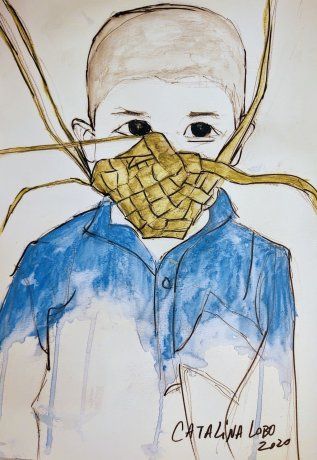 Dibujo de Catalina, una institutriz argentina en Arabia Saudita