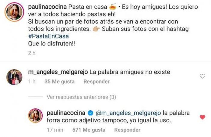 La respuesta de Paulina Cocina que desencadenó la polémica.