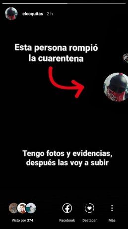 Al ver esta historia con su foto de perfil, la gente contestaba y muchas veces confesaba haber roto la cuarentena que busca contener el coronavirus.