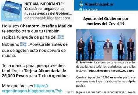 Dos ejemplos de casos de intentos de estafa que ya fueron reportados y bloqueados.
