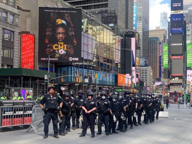 Times Square durante las manifestaciones.